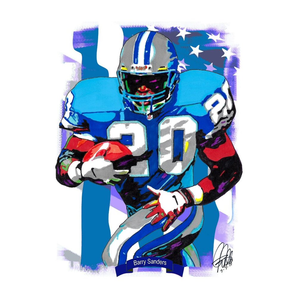 Barry Sanders Detroit Lions Football Sports Poster Print Wall Art 13x19